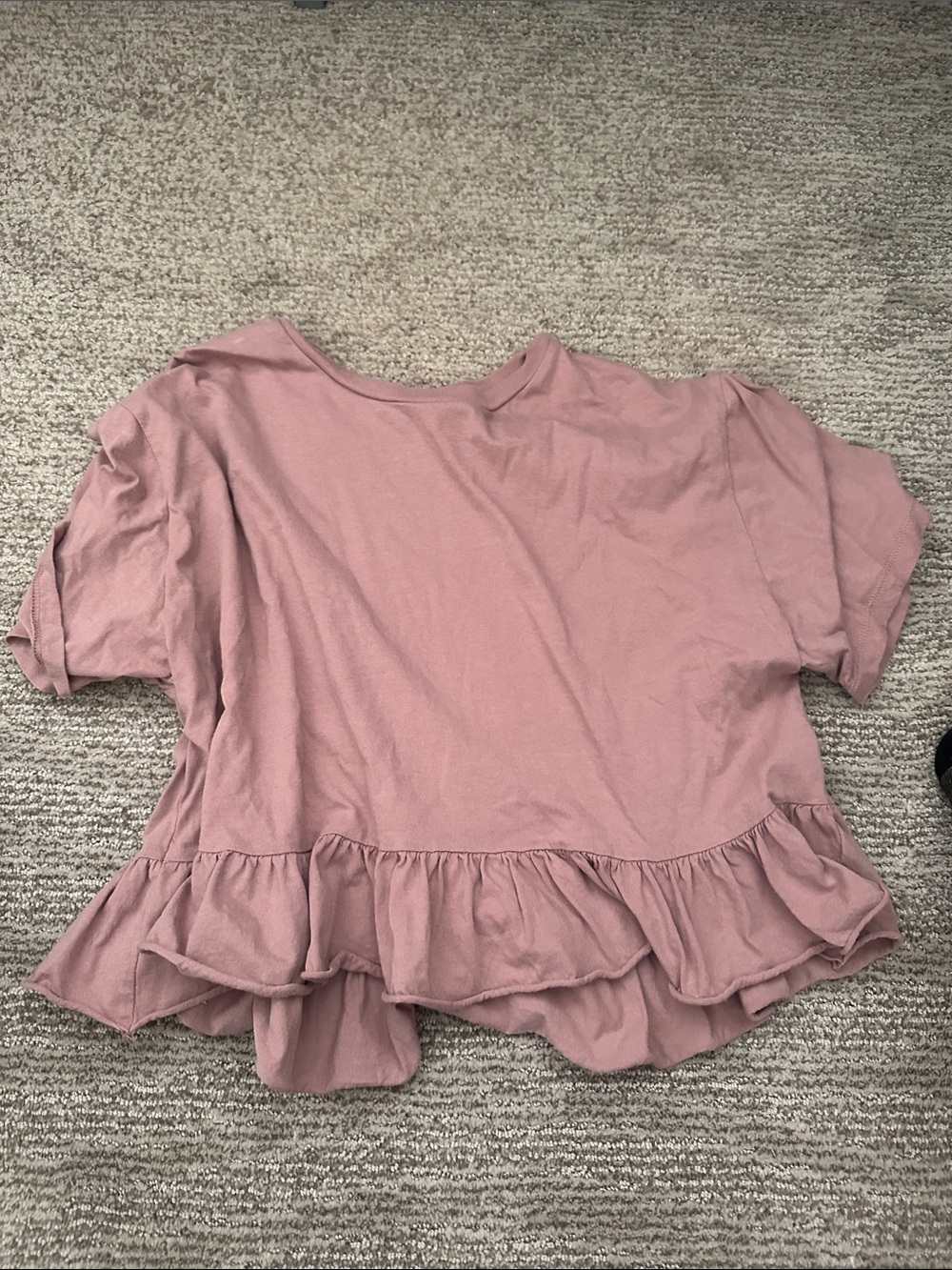 wild fable Dusty Rose Ruffle-Hem Crop Top